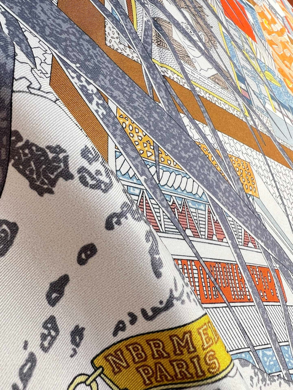 HM 26s Knitting Scarf 90 White Gray Colorful Mulberry Silk 148048